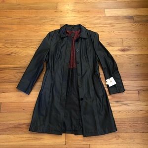 Women’s long leather coat jacket